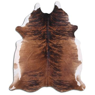 XL brindle tricolor cowhide rug 6x8ft in black brown and white - genuine Brazilian cowhide