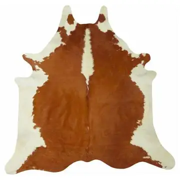 Hereford cowhide rug in rust red and white - authentic Brazilian cowhide from Mr. Cowhides